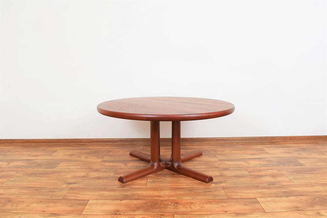 Round solid teak coffee table by Dyrlund, 1970s 1
