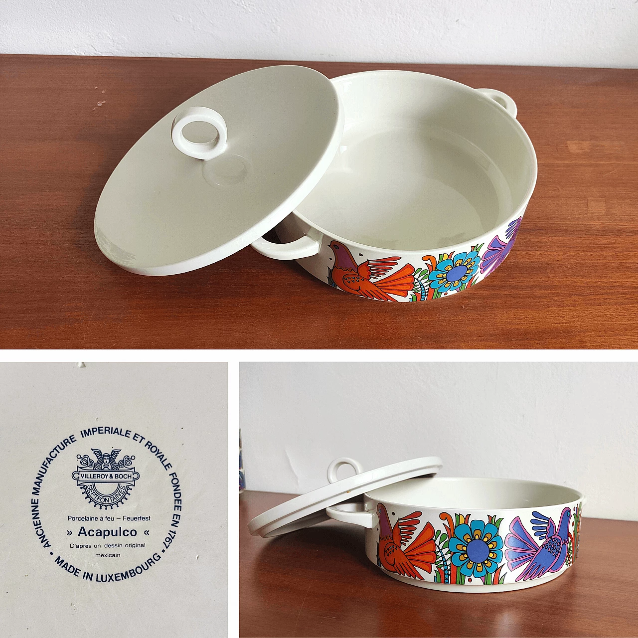 Zuppiera Acapulco in ceramica stampata di Villeroy & Boch, anni ’70 4