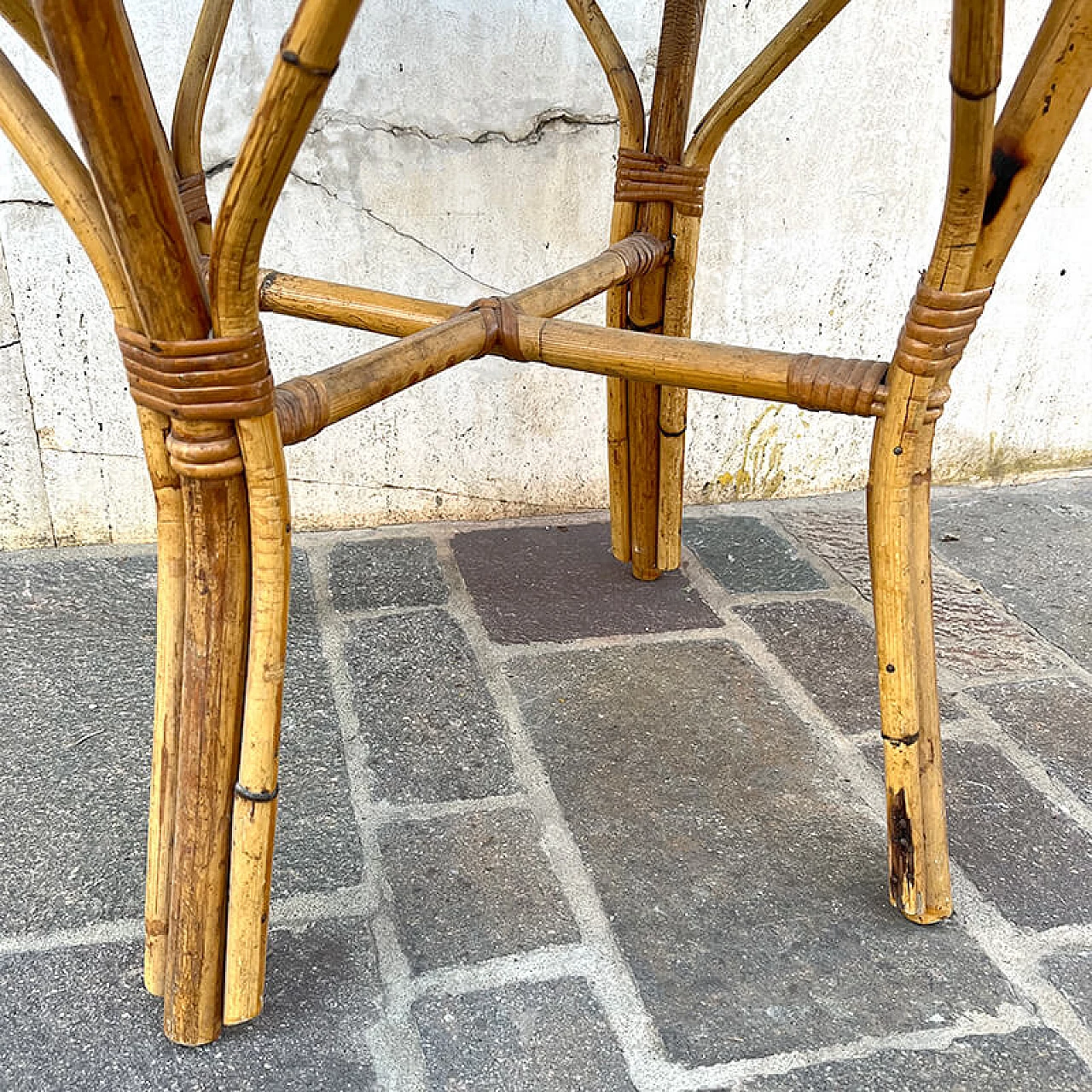 Tavolino rotondo in bambù, anni '60 6