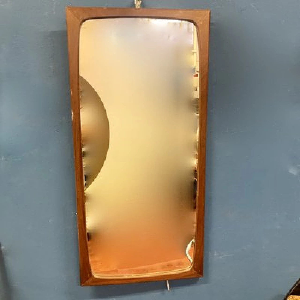 Specchio con cornice in teak di ISA Bergamo, anni '60 2