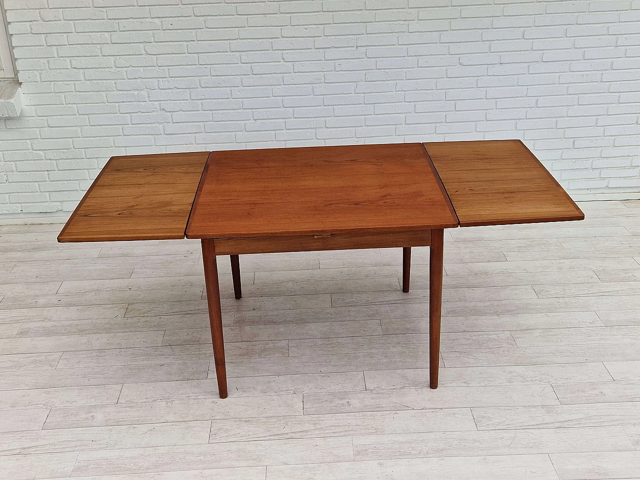 Danish teak wood extendable table, 1960s 4