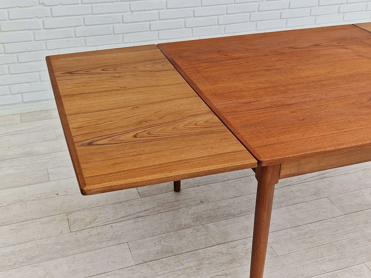 Danish teak wood extendable table, 1960s 5