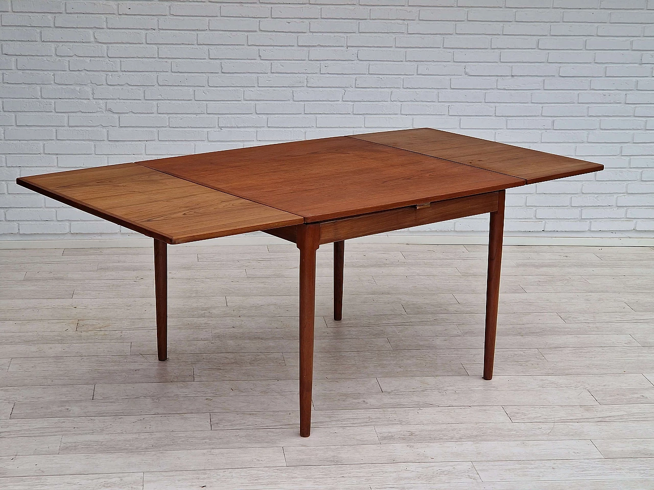 Danish teak wood extendable table, 1960s 6