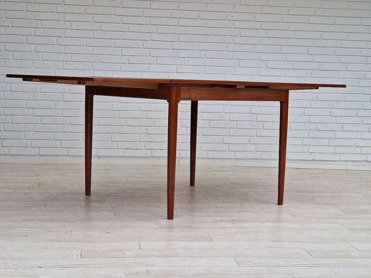 Danish teak wood extendable table, 1960s 7