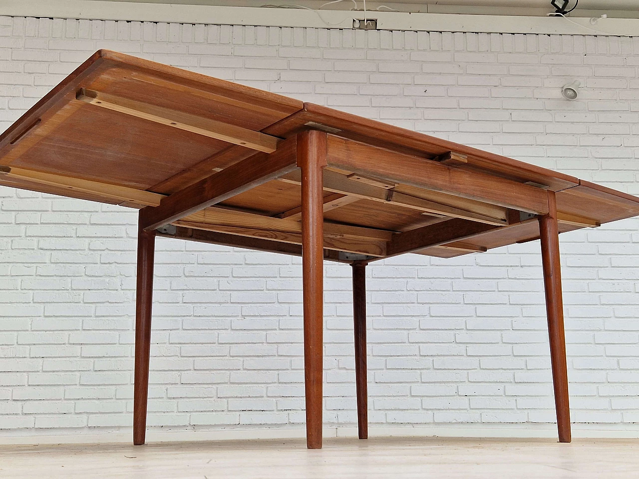 Danish teak wood extendable table, 1960s 8