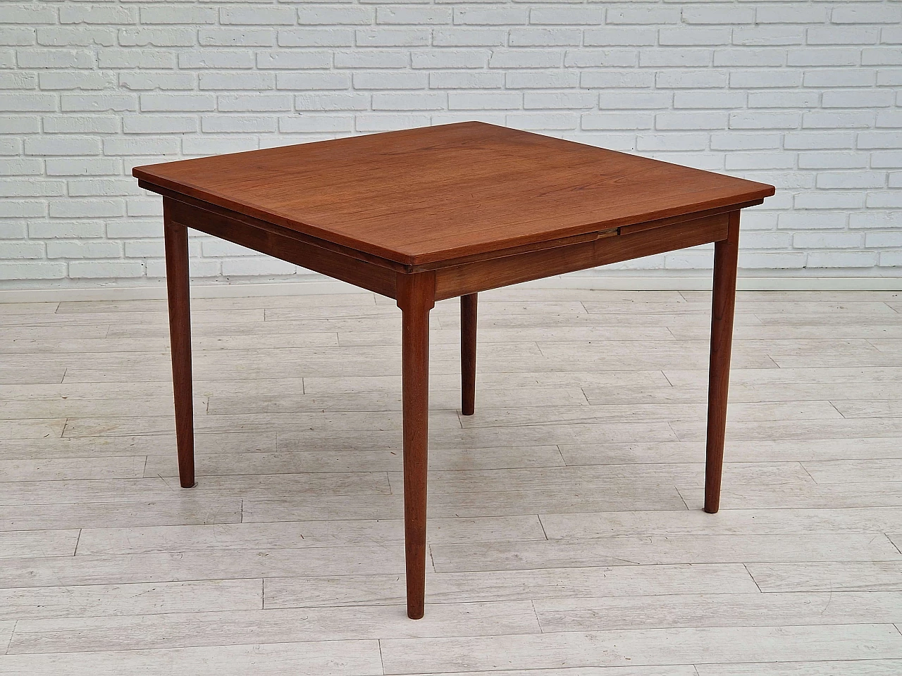 Danish teak wood extendable table, 1960s 9