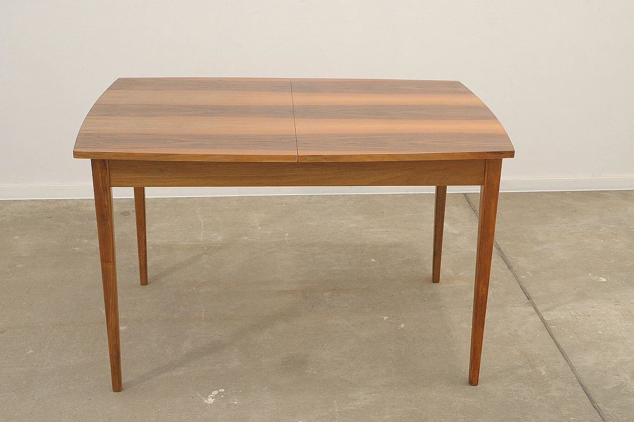 Czechoslovakian beech and walnut extendable table, 1970s 2