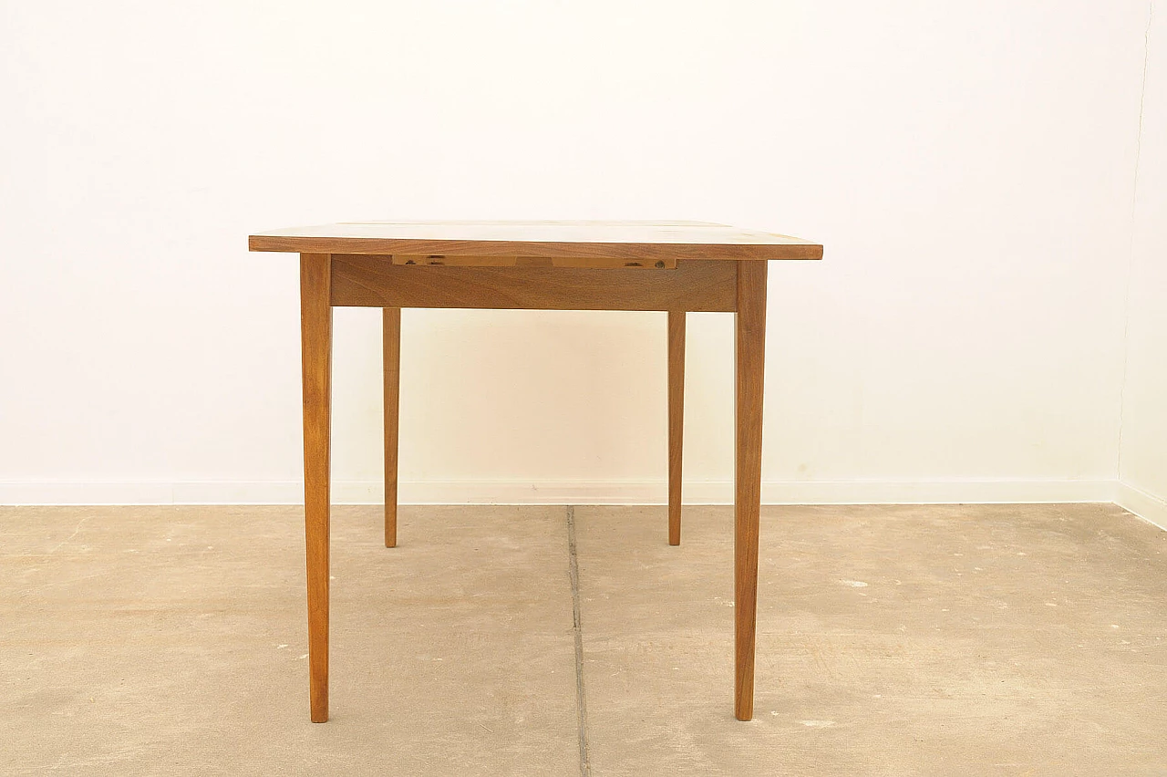 Czechoslovakian beech and walnut extendable table, 1970s 11