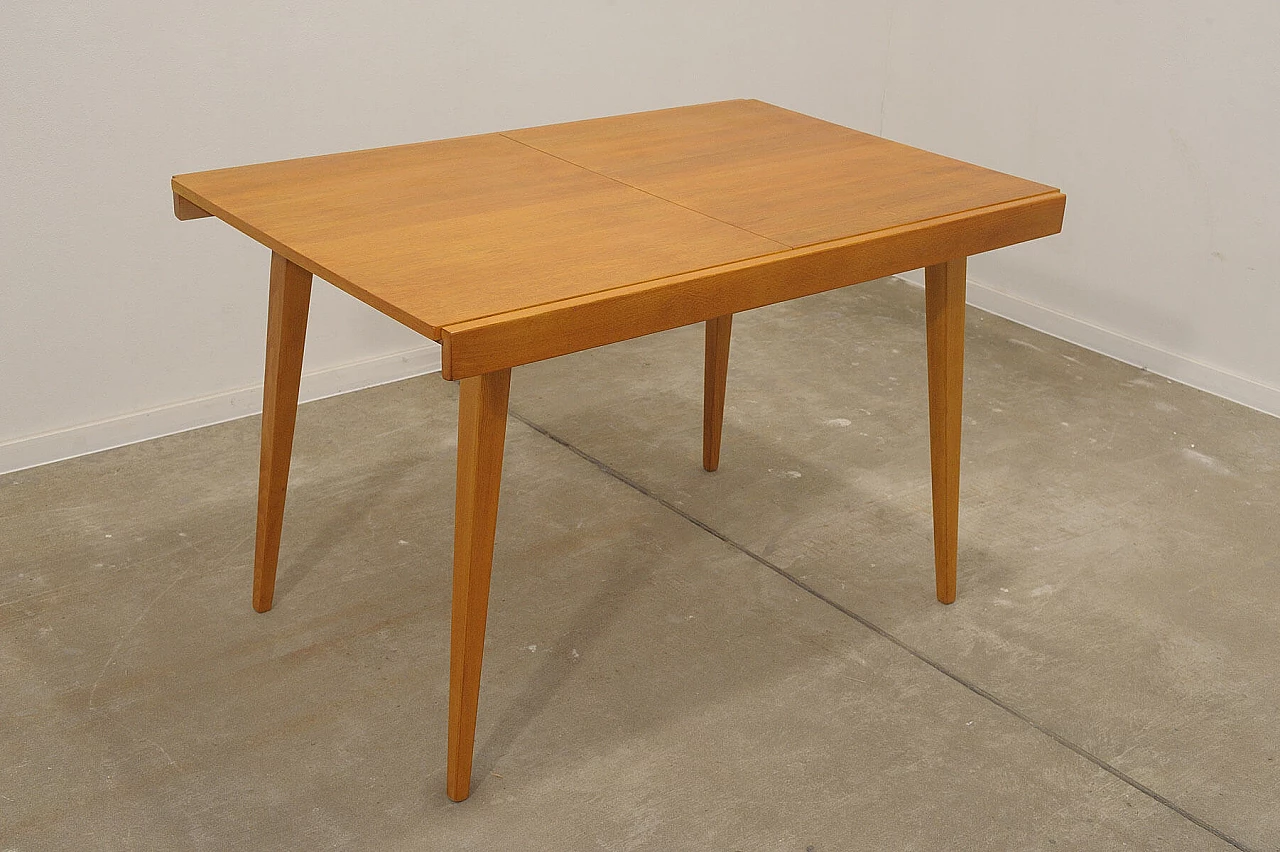 Folding ash and beech table by František Jirák for Tatra Nábytok, 1970s 4