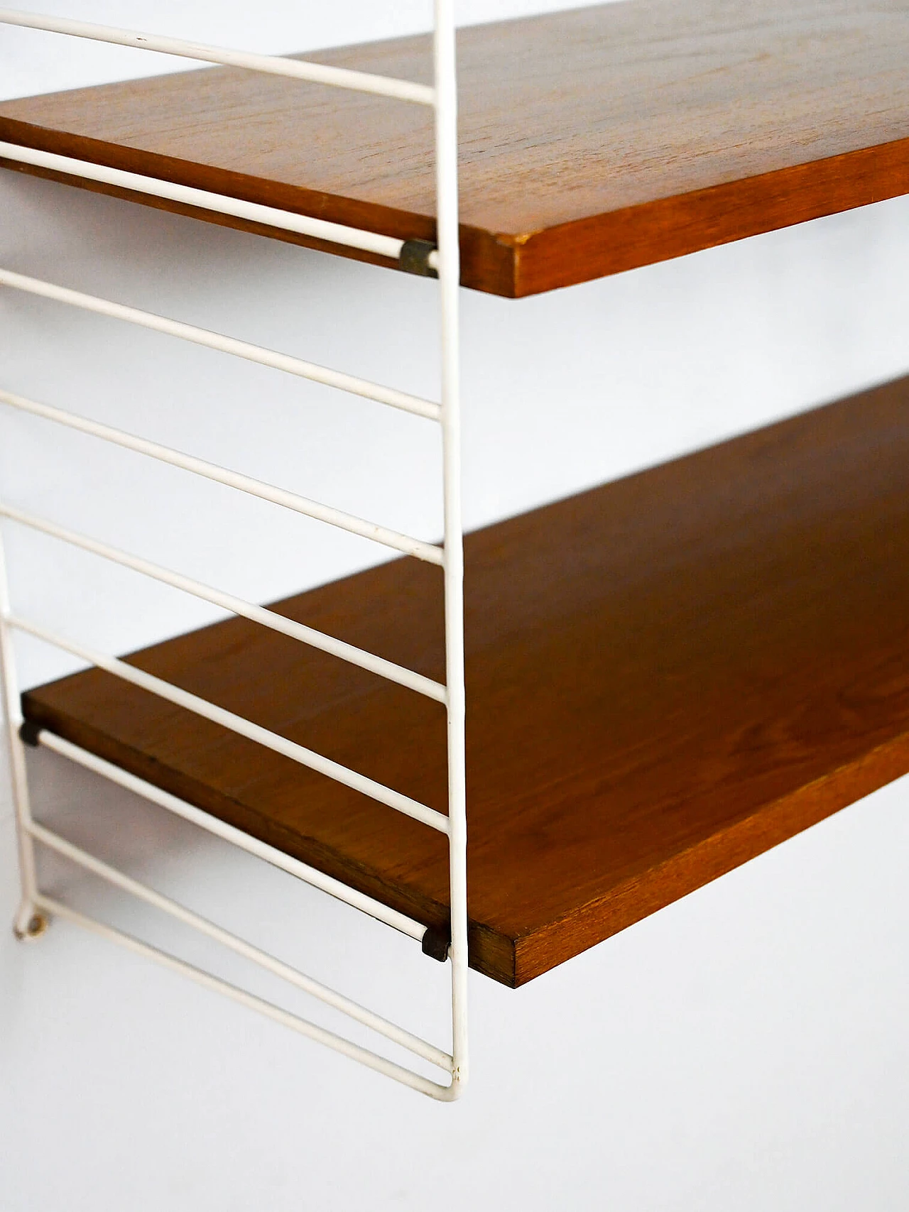 Swedish wall-mounted bookcase with wooden shelves, 1960s 6