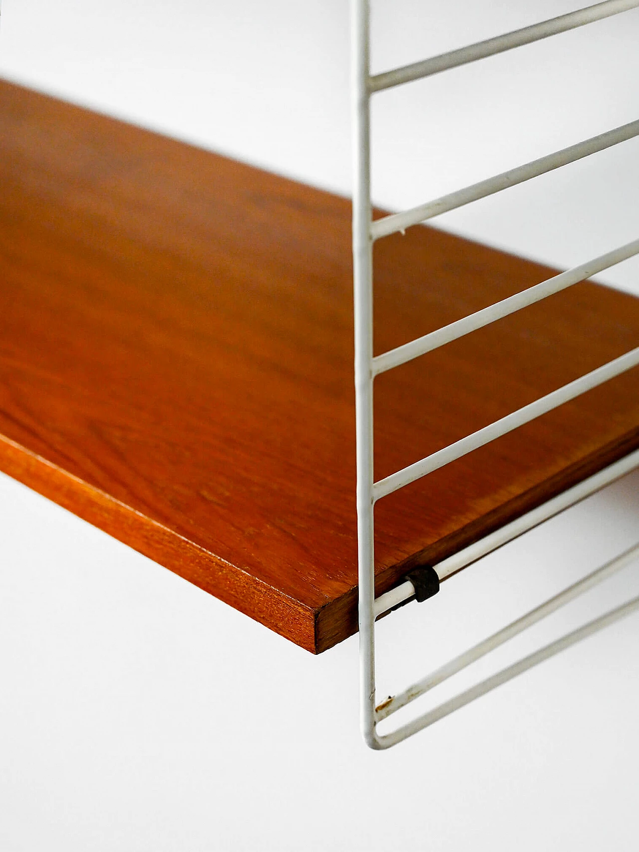 Swedish wall-mounted bookcase with wooden shelves, 1960s 7