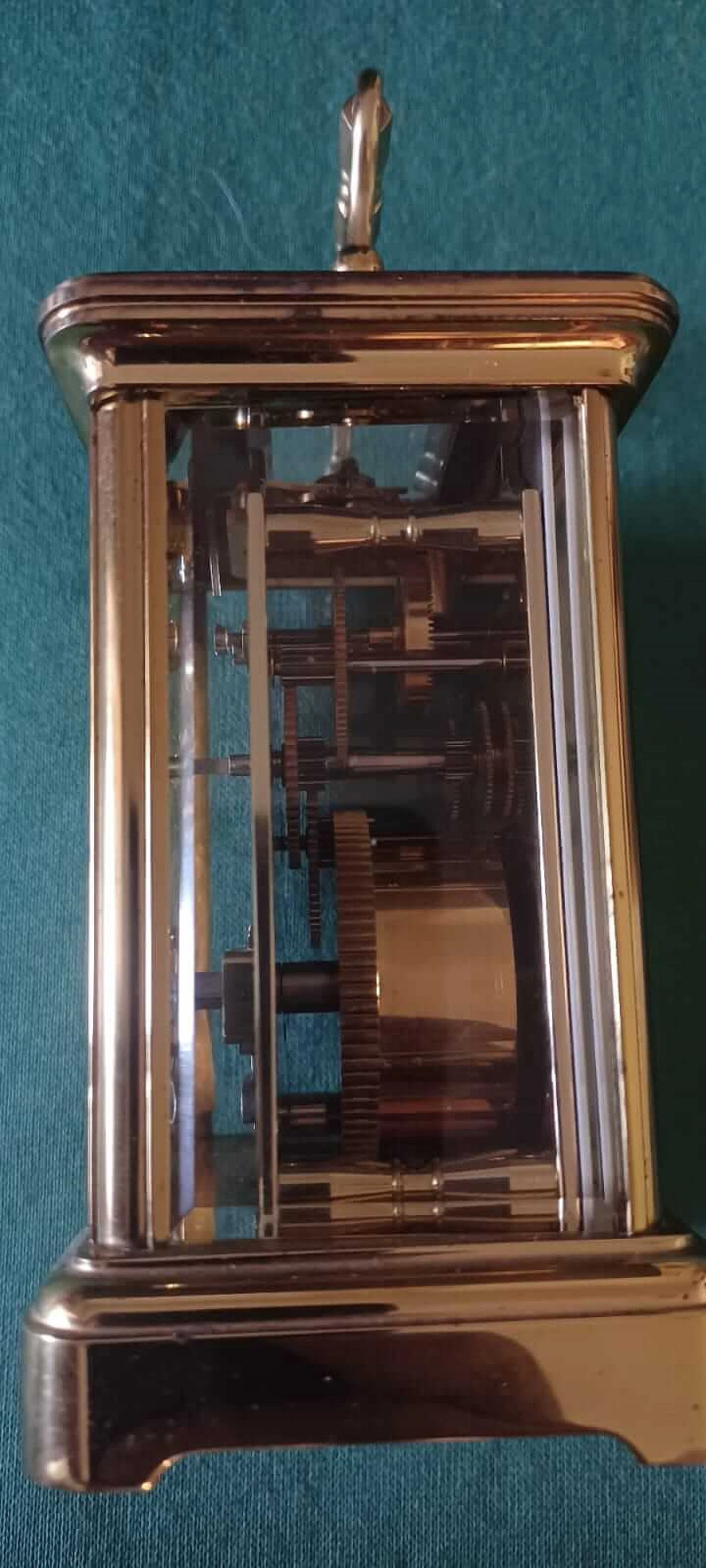 Gilded brass and glass Swiza Windsor carriage clock, 1970s 2