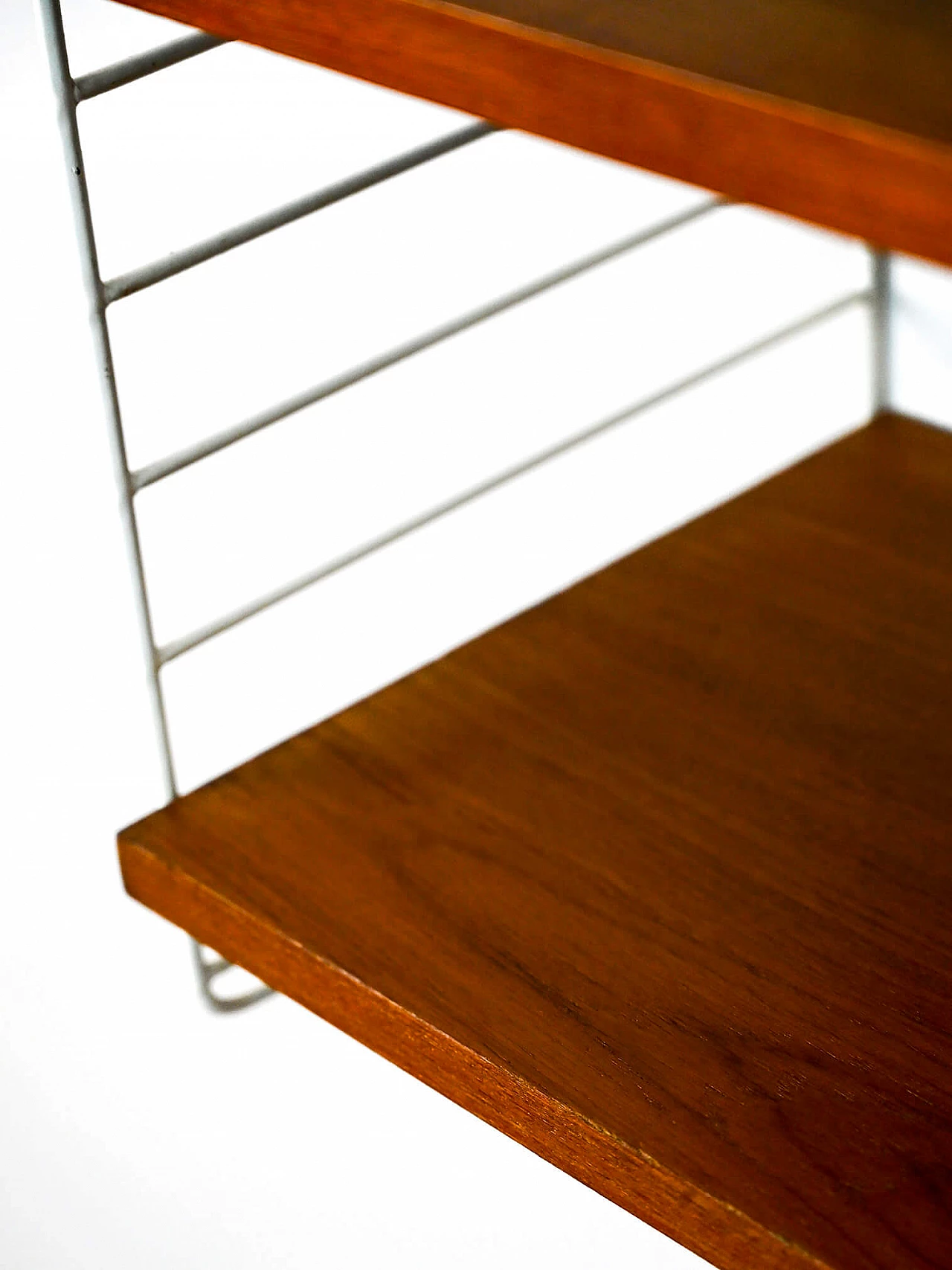 Swedish wall-mounted bookcase with wooden shelves, 1960s 9