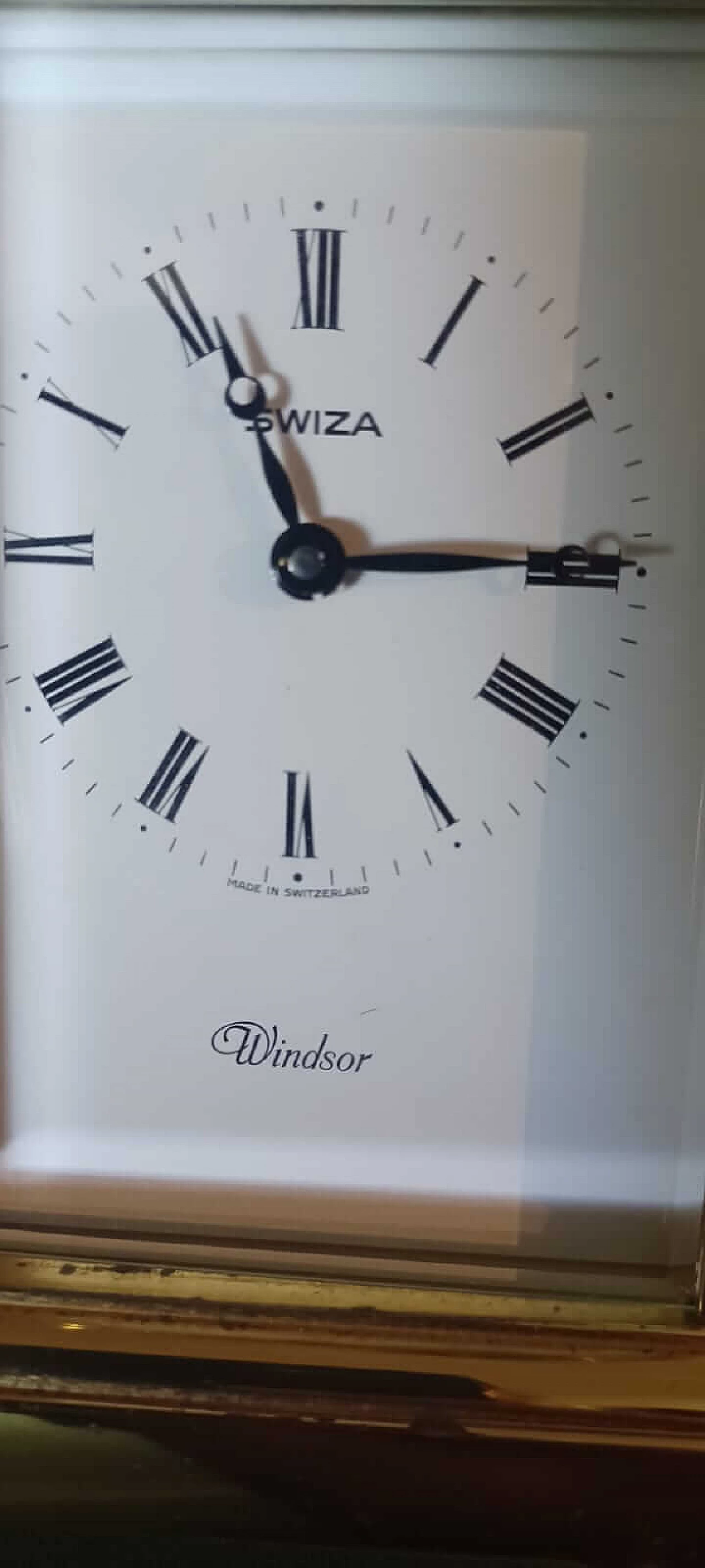 Gilded brass and glass Swiza Windsor carriage clock, 1970s 7
