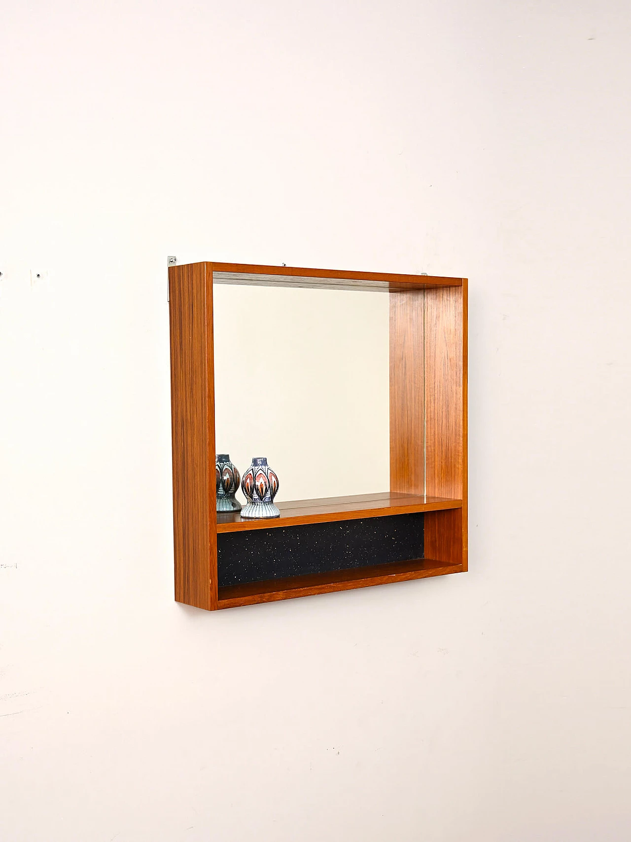Teak mirror with shelf, 1960s 2