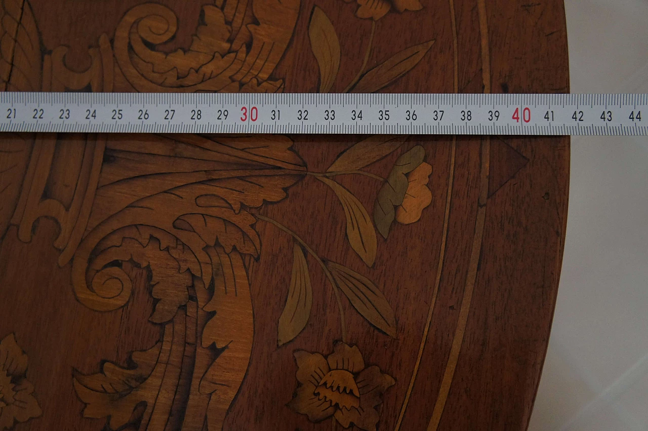 Wooden corner console table with inlays, early 20th century 4