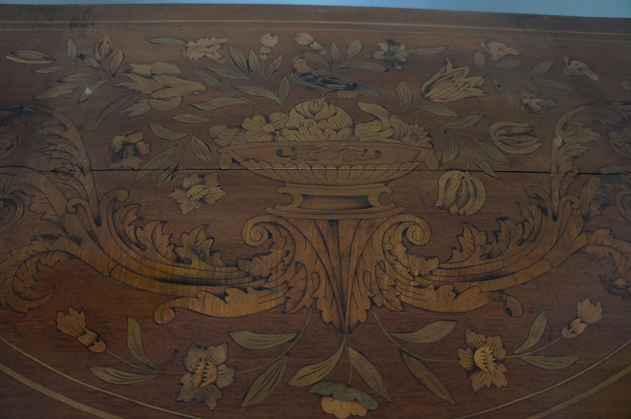 Wooden corner console table with inlays, early 20th century 7