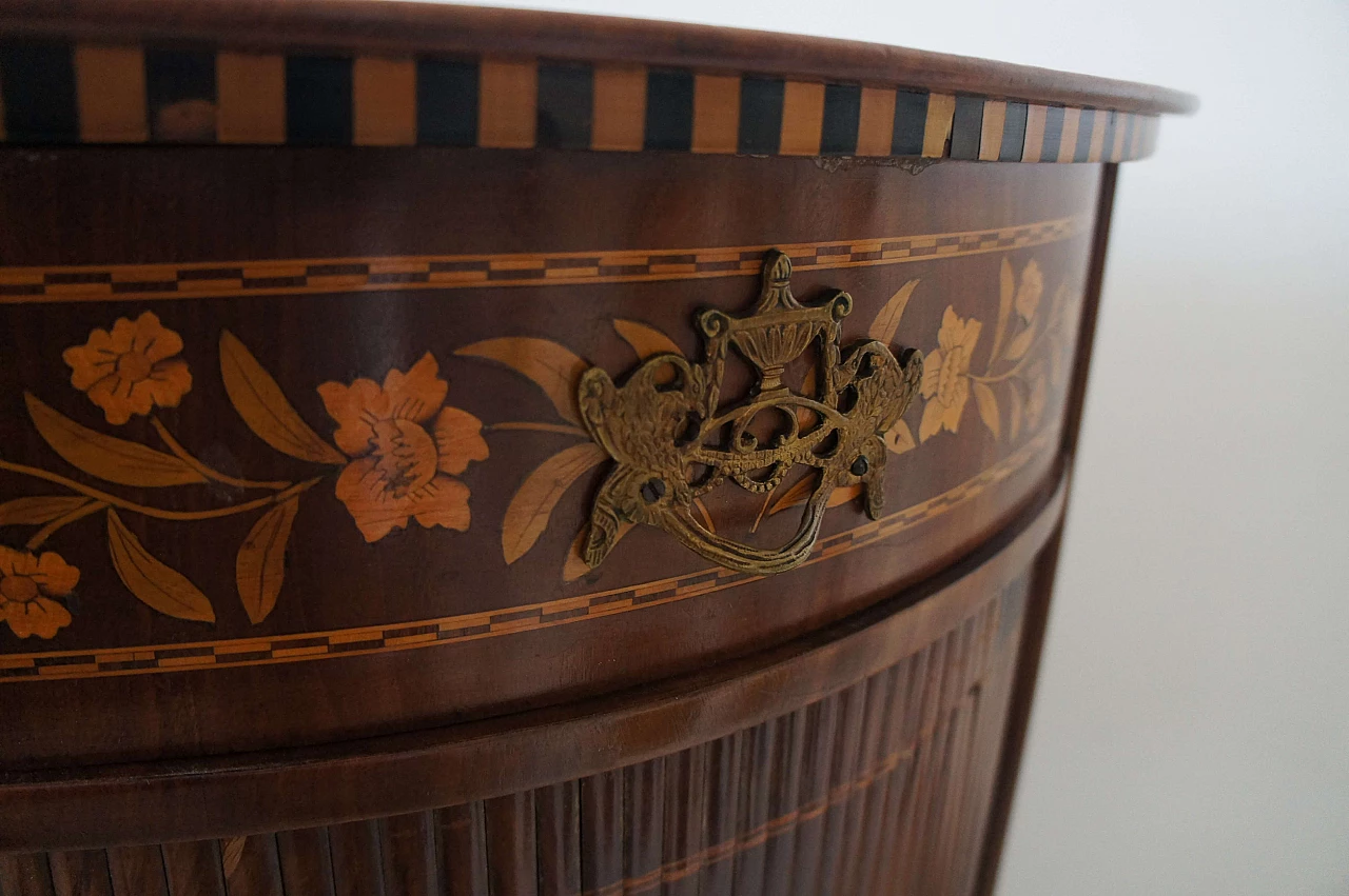 Wooden corner console table with inlays, early 20th century 10