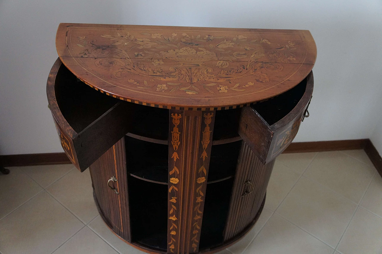 Wooden corner console table with inlays, early 20th century 11