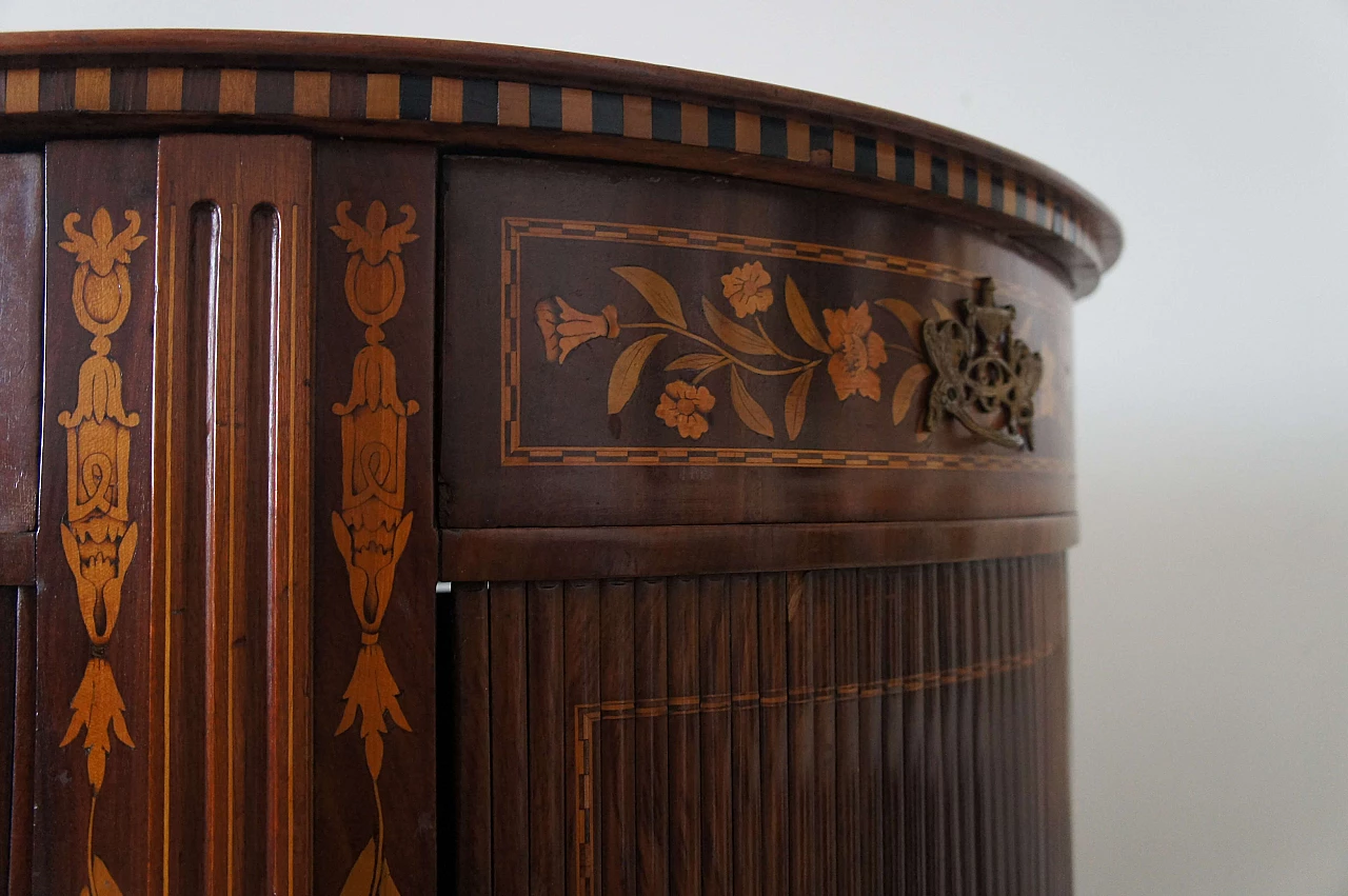 Wooden corner console table with inlays, early 20th century 20