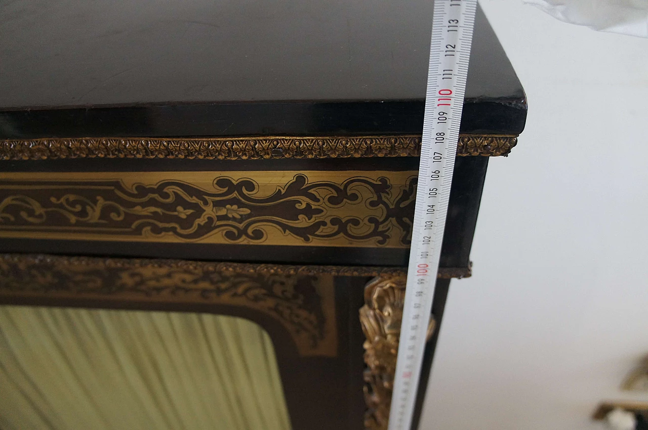 Ebony and walnut sideboard with showcase in the style of Andre Charles Boulle, 19th century 2