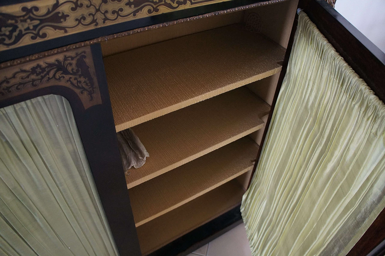 Ebony and walnut sideboard with showcase in the style of Andre Charles Boulle, 19th century 4