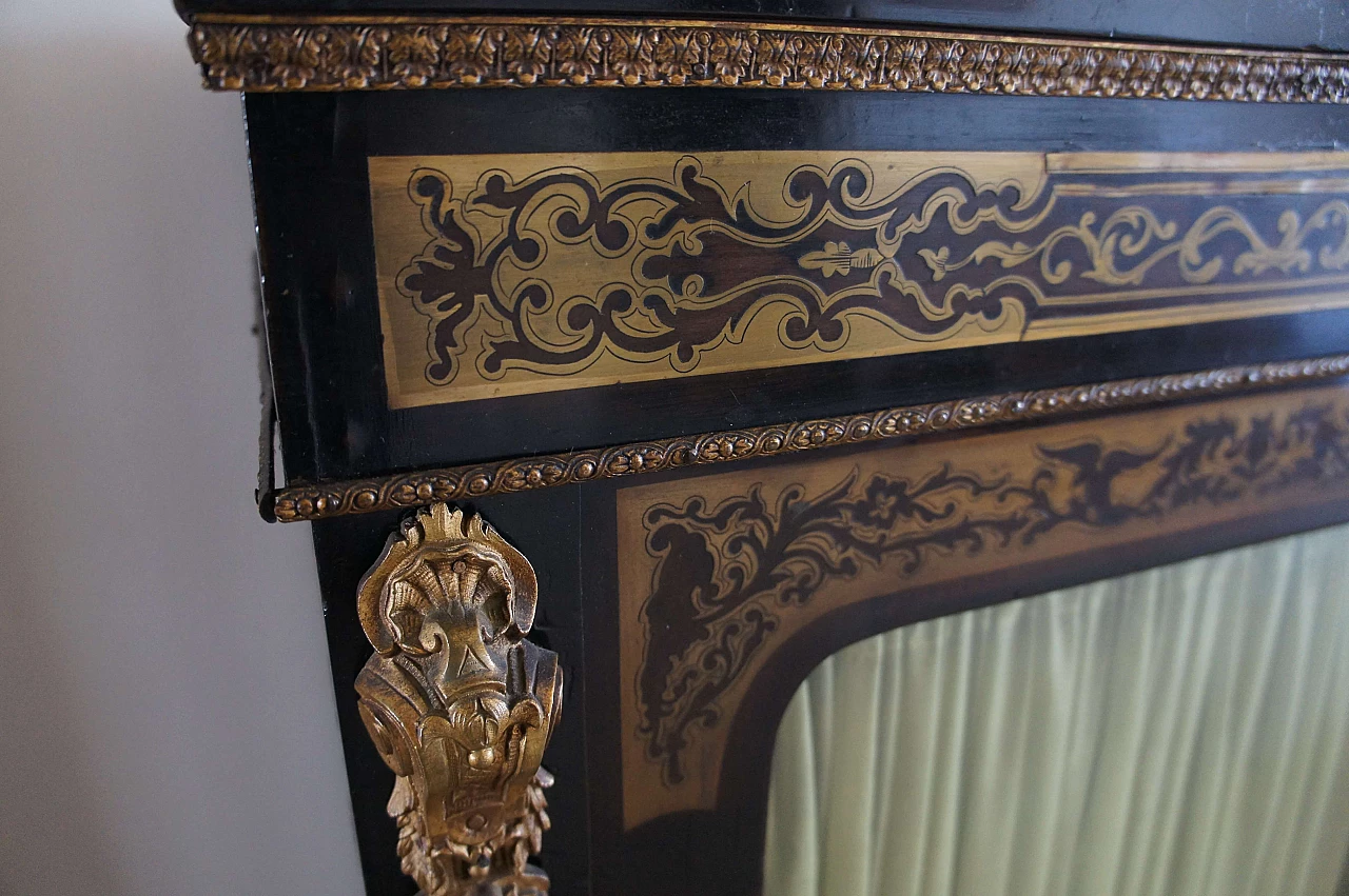 Ebony and walnut sideboard with showcase in the style of Andre Charles Boulle, 19th century 5