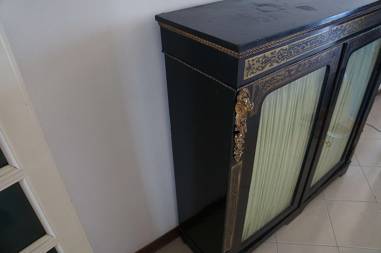 Ebony and walnut sideboard with showcase in the style of Andre Charles Boulle, 19th century 6
