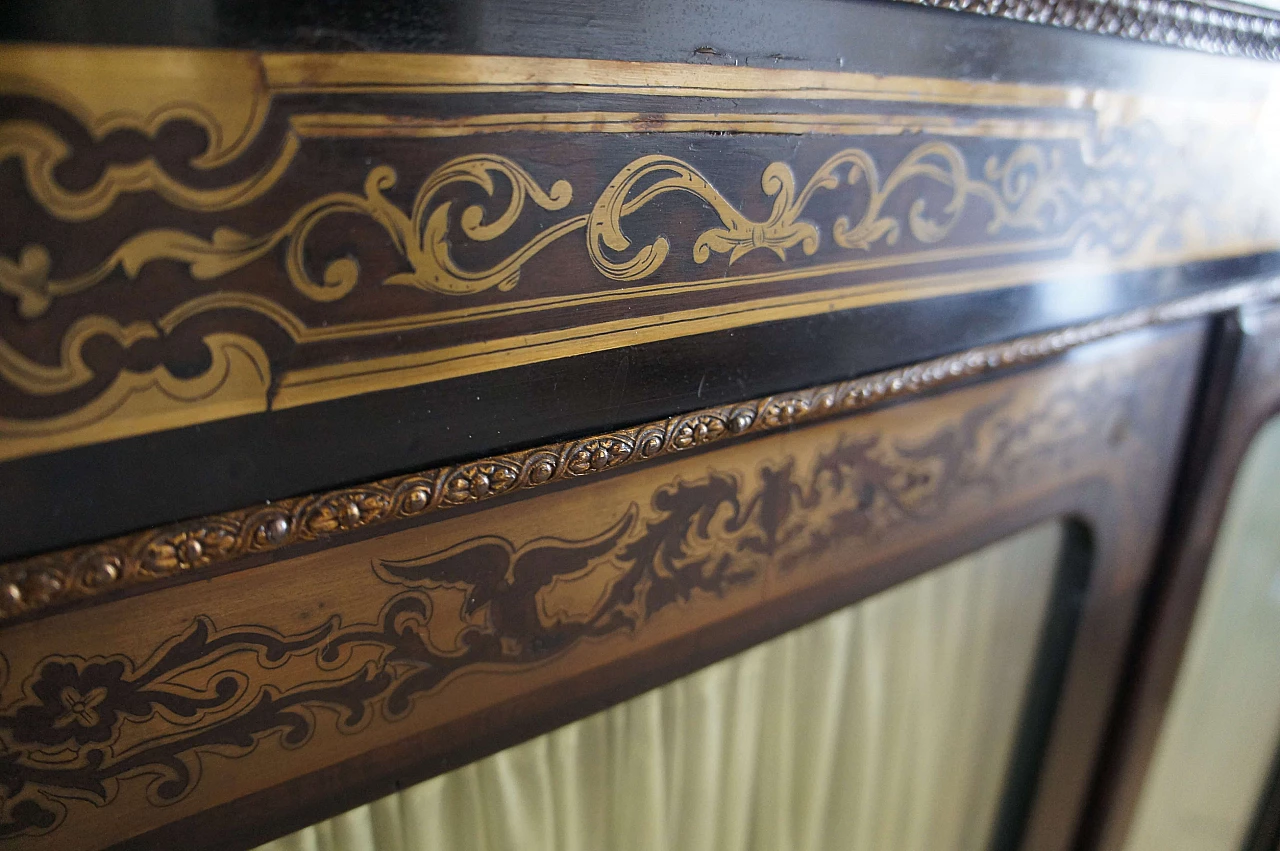 Ebony and walnut sideboard with showcase in the style of Andre Charles Boulle, 19th century 8