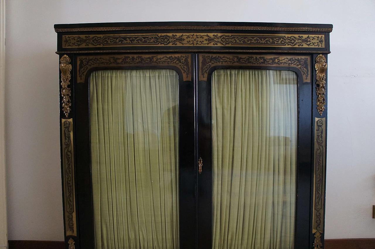 Ebony and walnut sideboard with showcase in the style of Andre Charles Boulle, 19th century 9