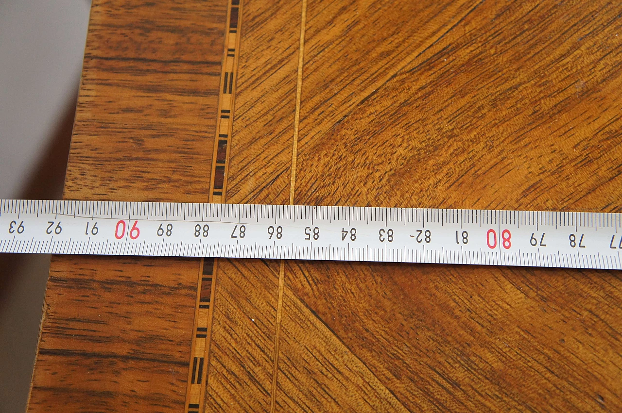8 Chairs and extending walnut table with fine inlays, 1940s 19