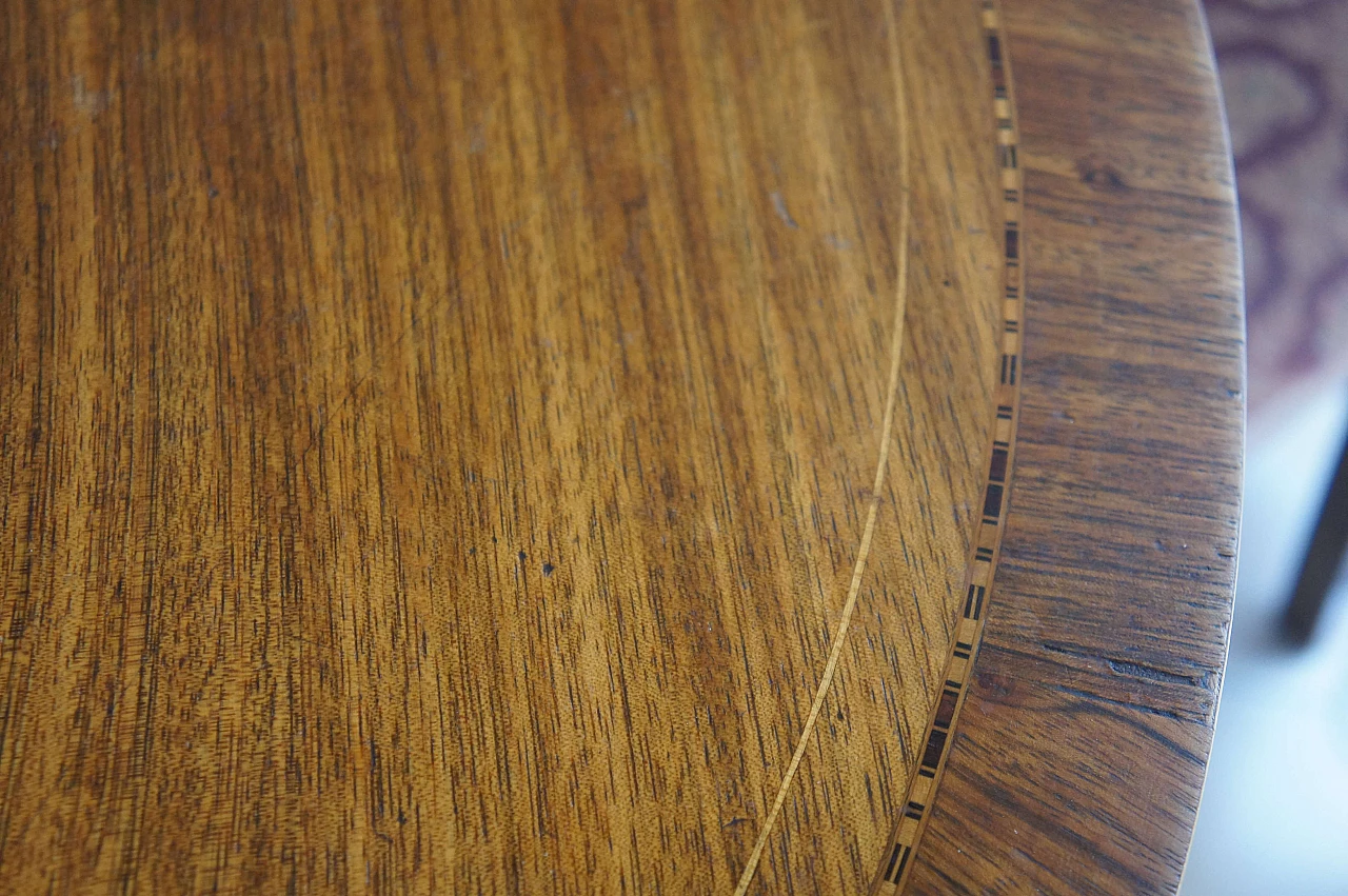 8 Chairs and extending walnut table with fine inlays, 1940s 22