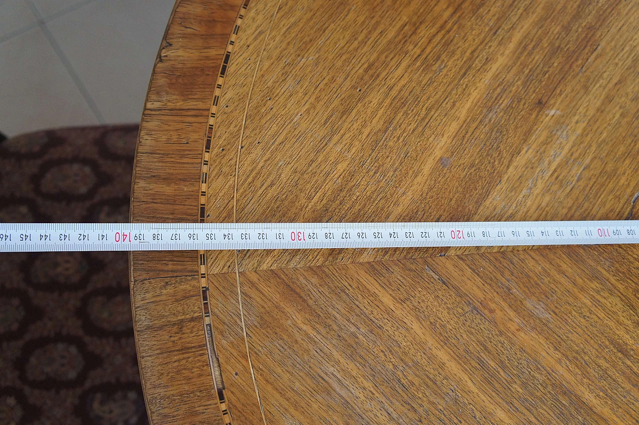 8 Chairs and extending walnut table with fine inlays, 1940s 25