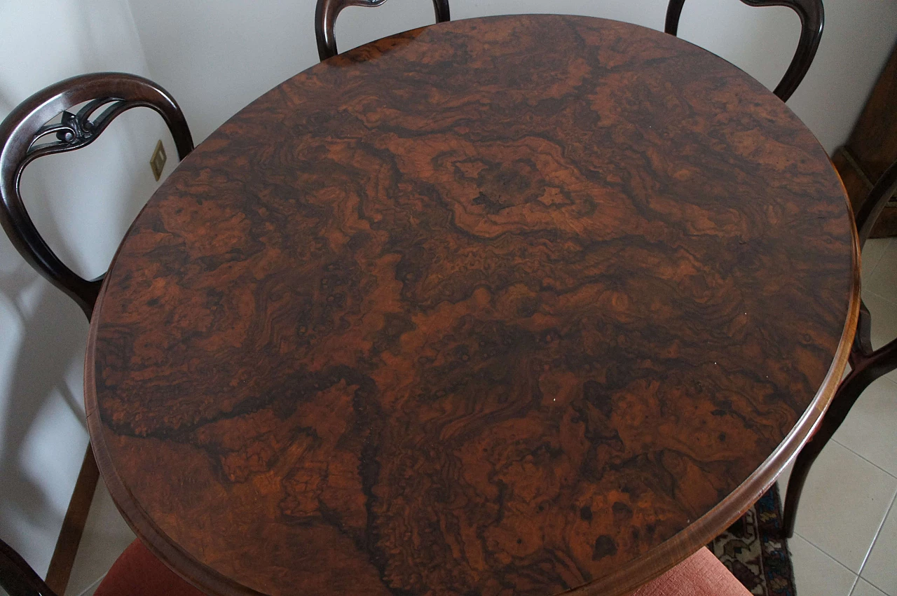 Oval Louis Philippe table in briarwood slabs, 19th century 2