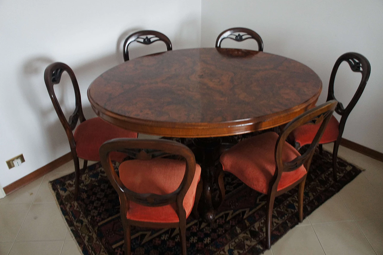 Oval Louis Philippe table in briarwood slabs, 19th century 10