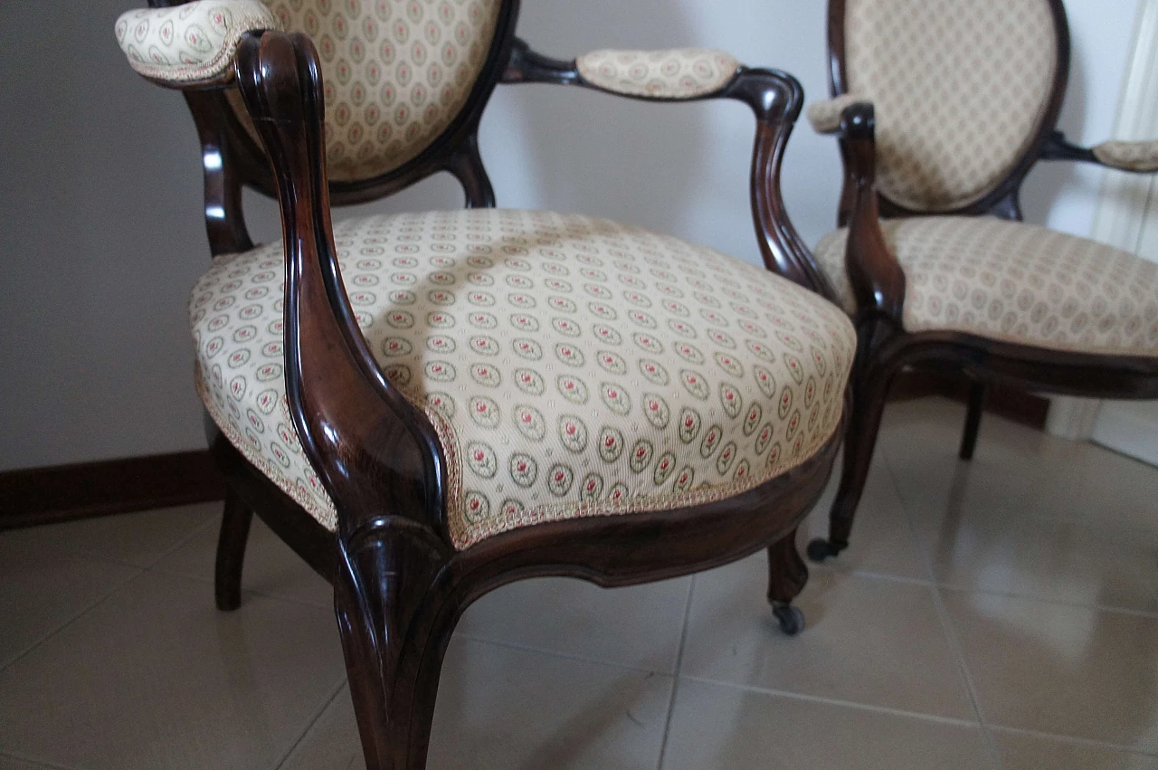 Pair of Louis Philippe style rosewood armchairs, 19th century 1