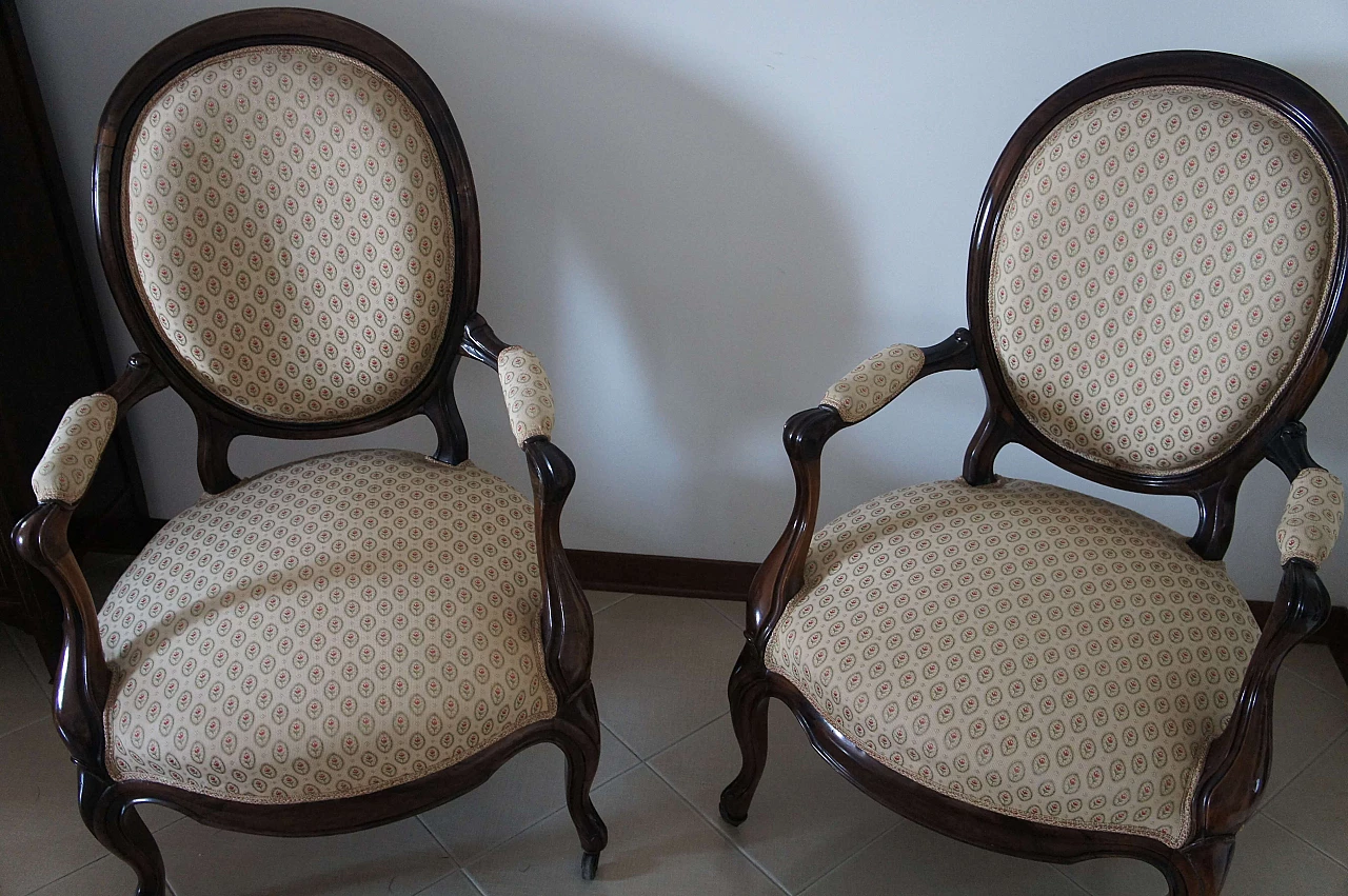 Pair of Louis Philippe style rosewood armchairs, 19th century 2