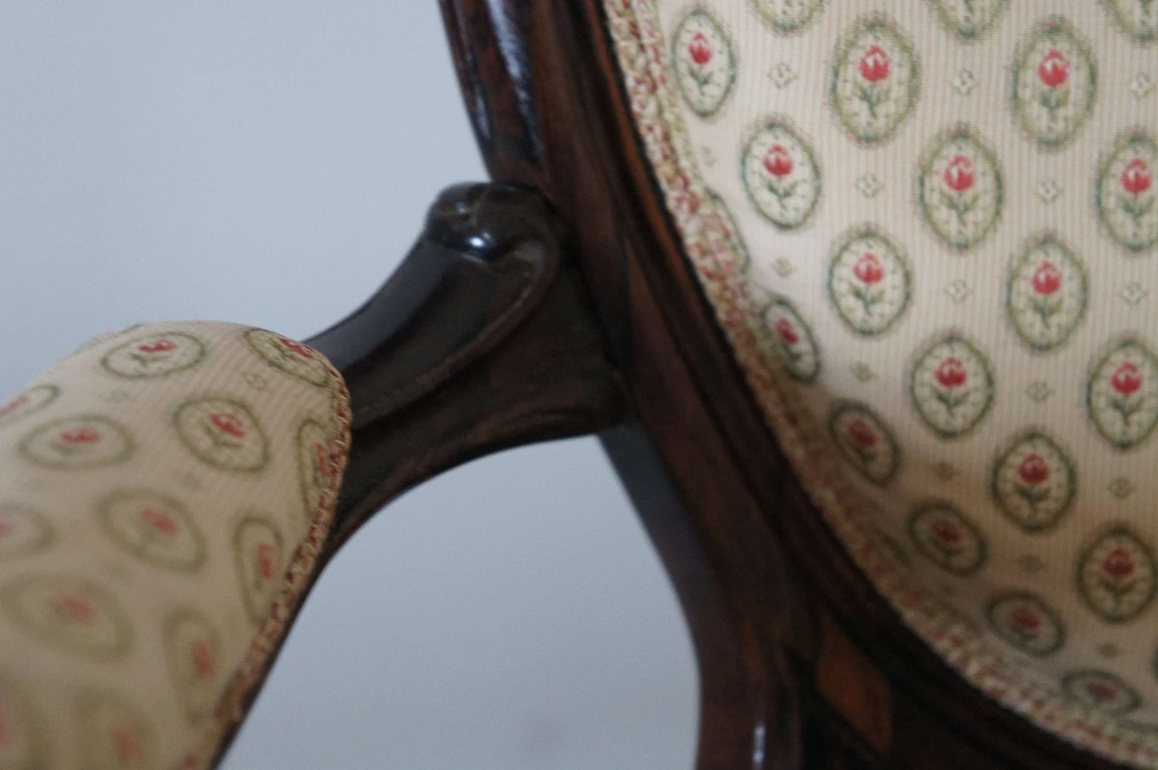 Pair of Louis Philippe style rosewood armchairs, 19th century 3