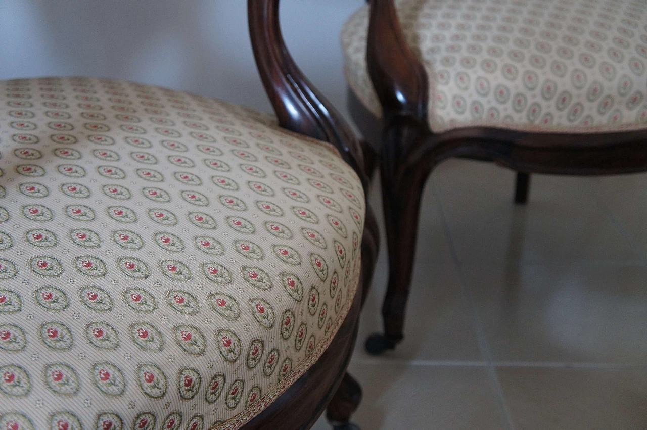 Pair of Louis Philippe style rosewood armchairs, 19th century 8