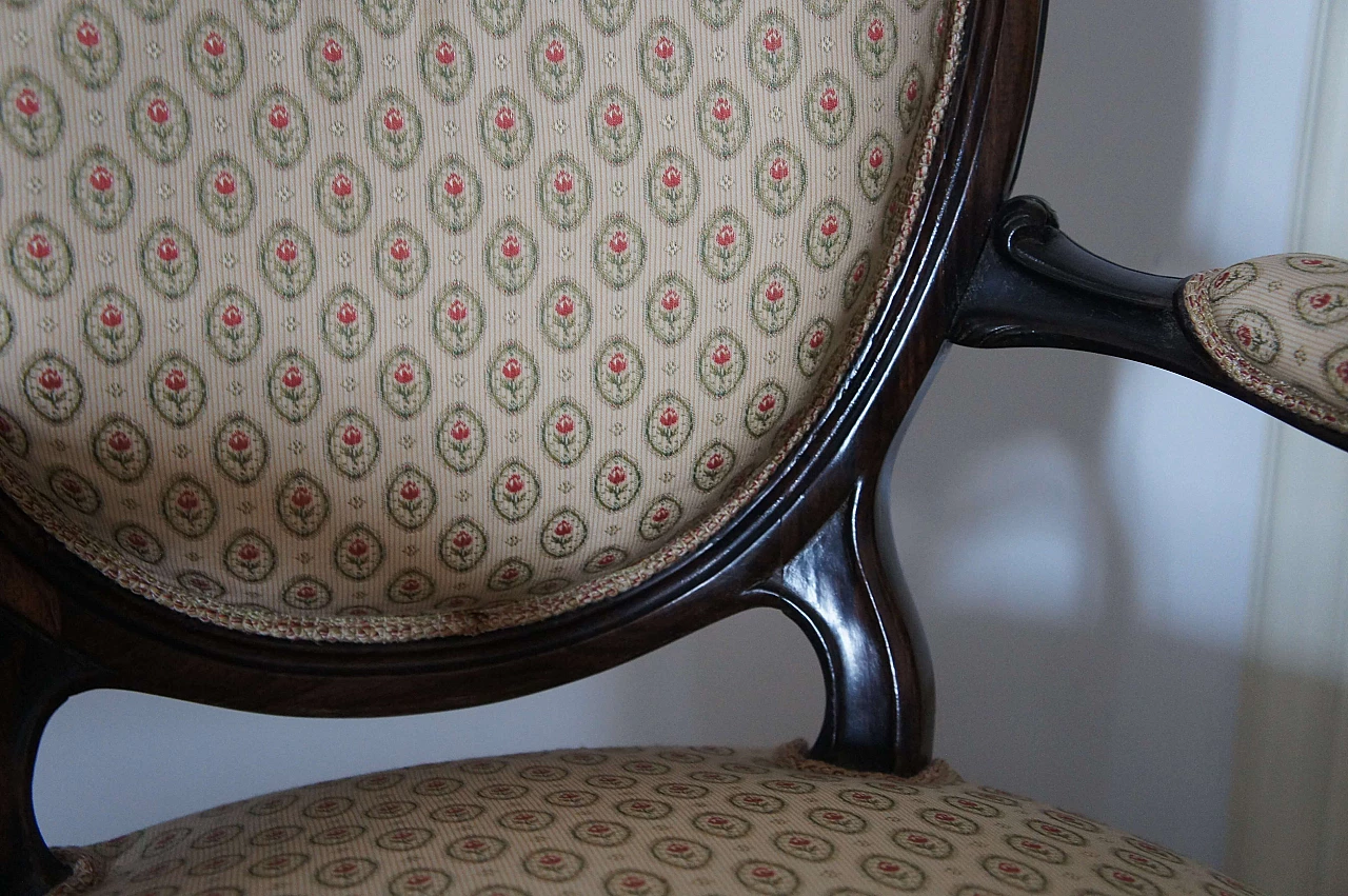 Pair of Louis Philippe style rosewood armchairs, 19th century 10