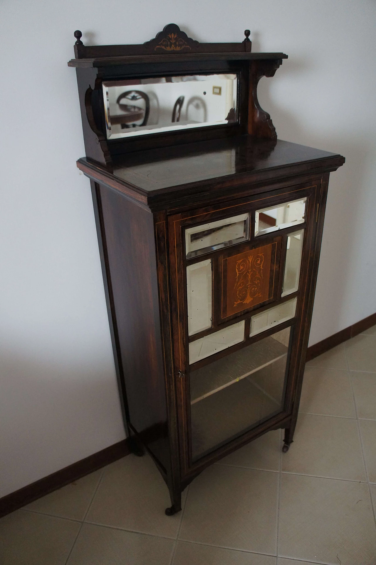English Edwardian sideboard with display case, late 19th century 11