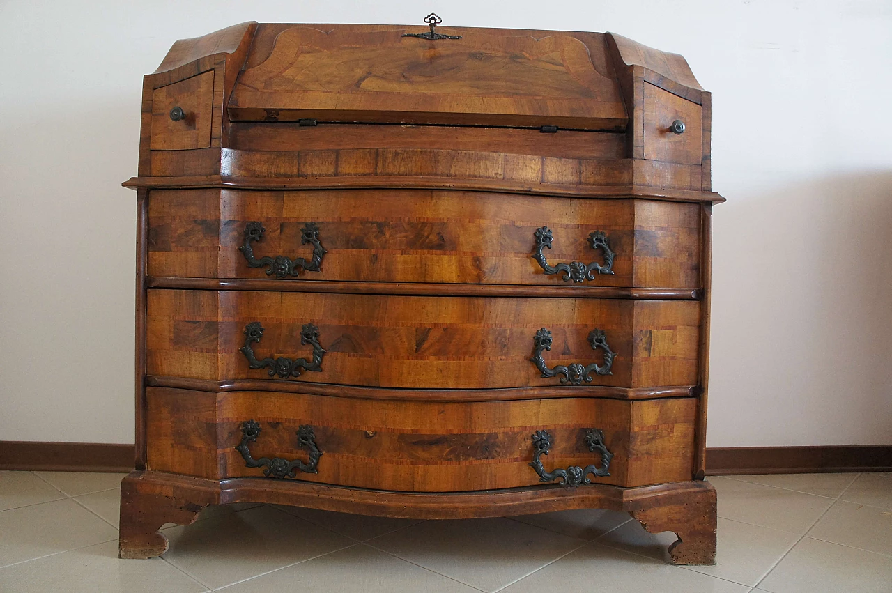 Walnut secretaire Bureau, late 19th century 7