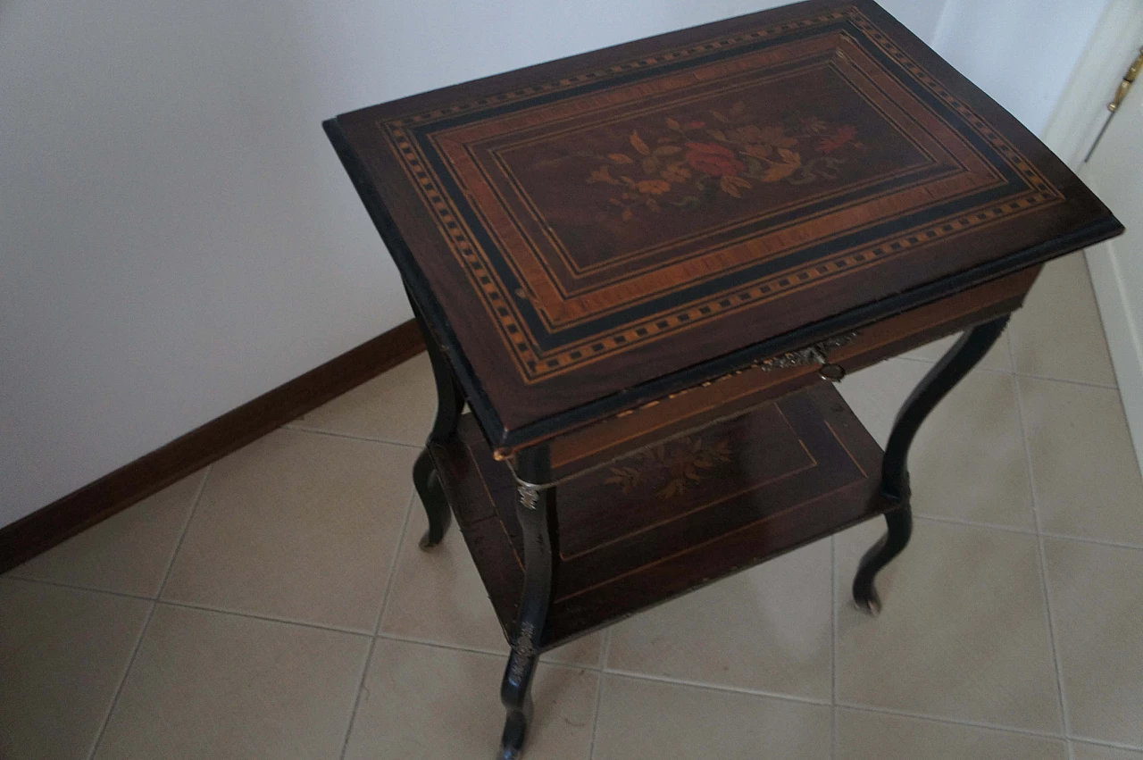 Napoleon III openable work side table with mirror inside, late 19th century 1