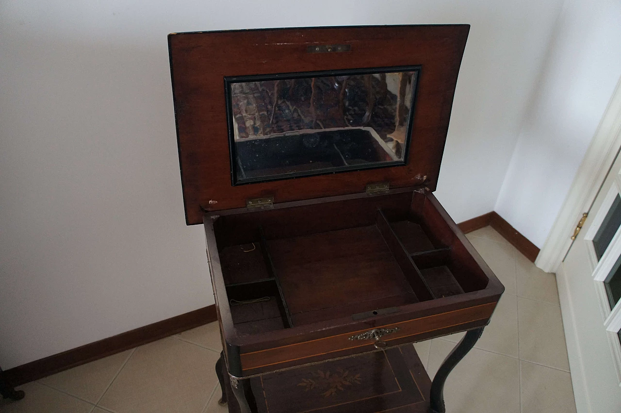 Napoleon III openable work side table with mirror inside, late 19th century 11