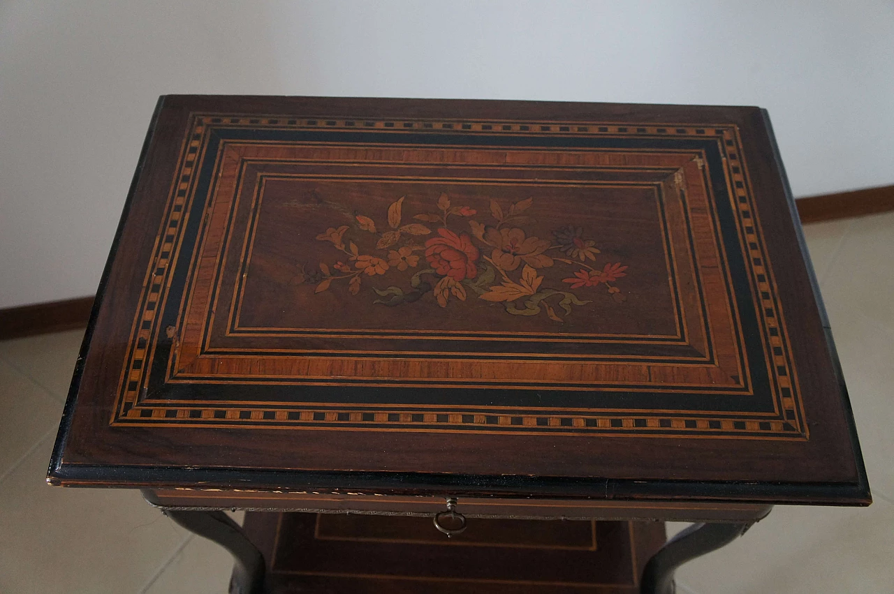 Napoleon III openable work side table with mirror inside, late 19th century 12