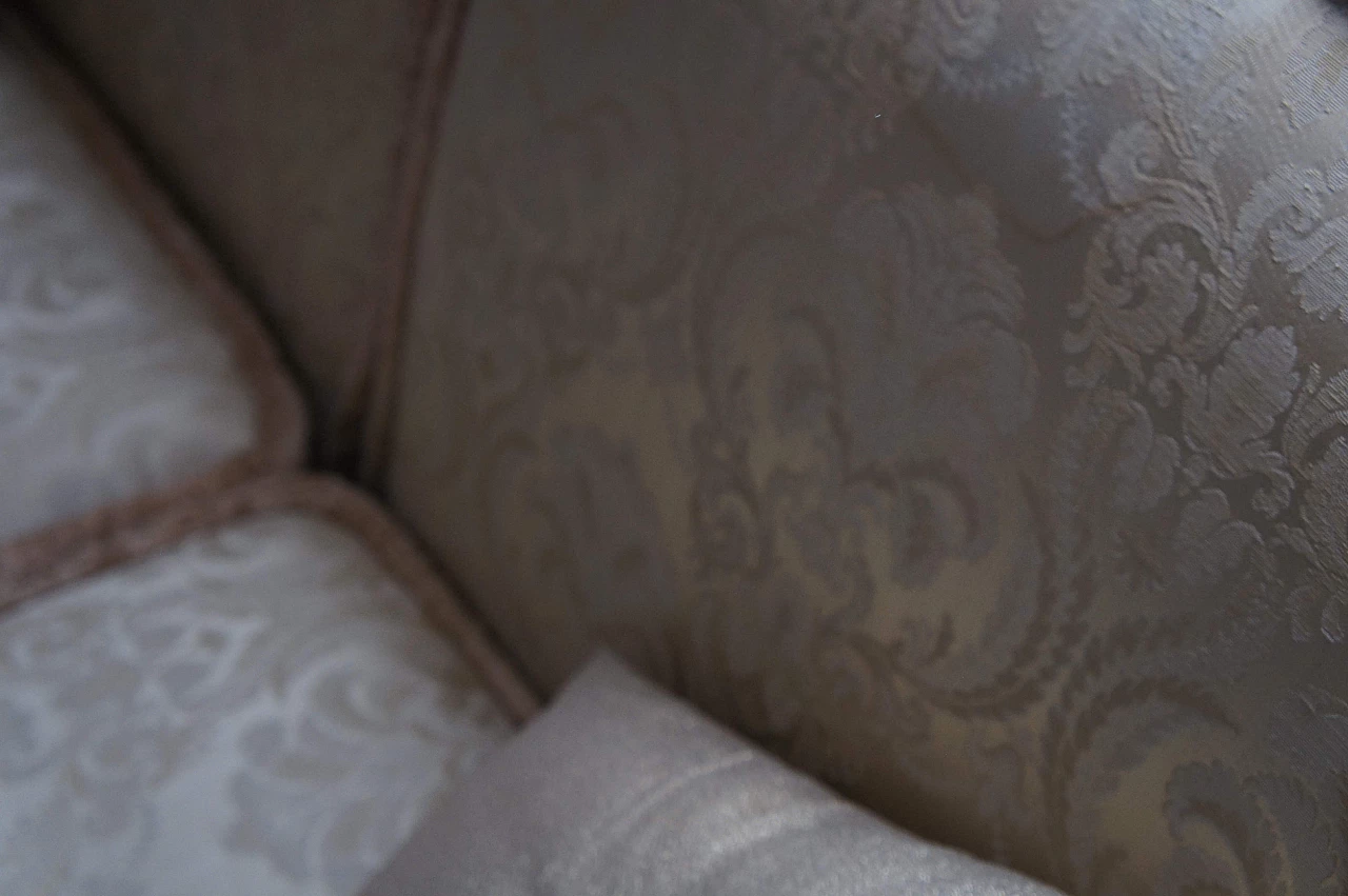 Beige damask fabric sofa 1