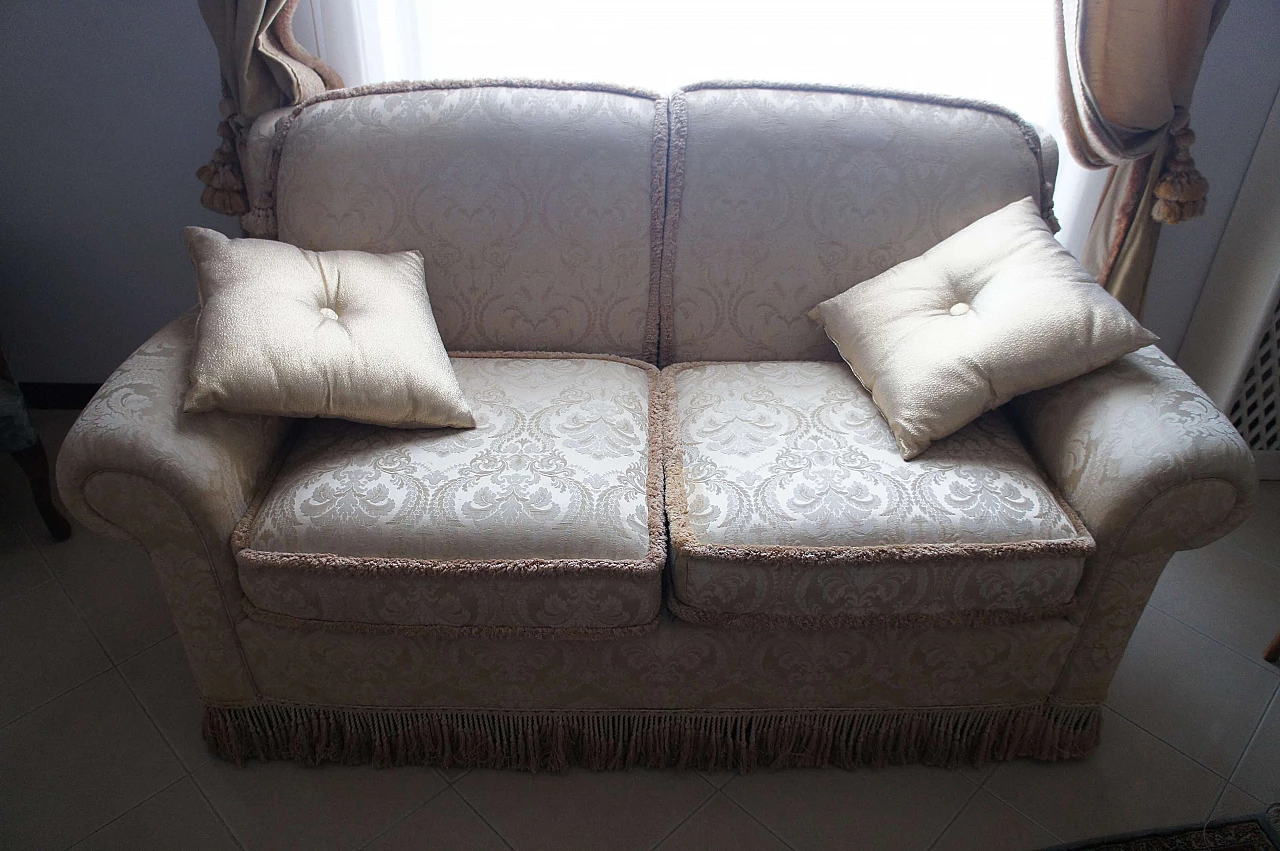 Beige damask fabric sofa 3