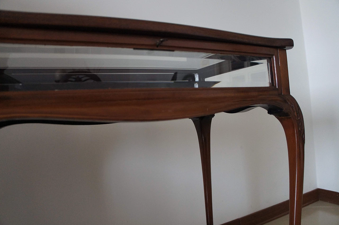Tavolino Edoardiano in mogano con vetrina, fine '800 1