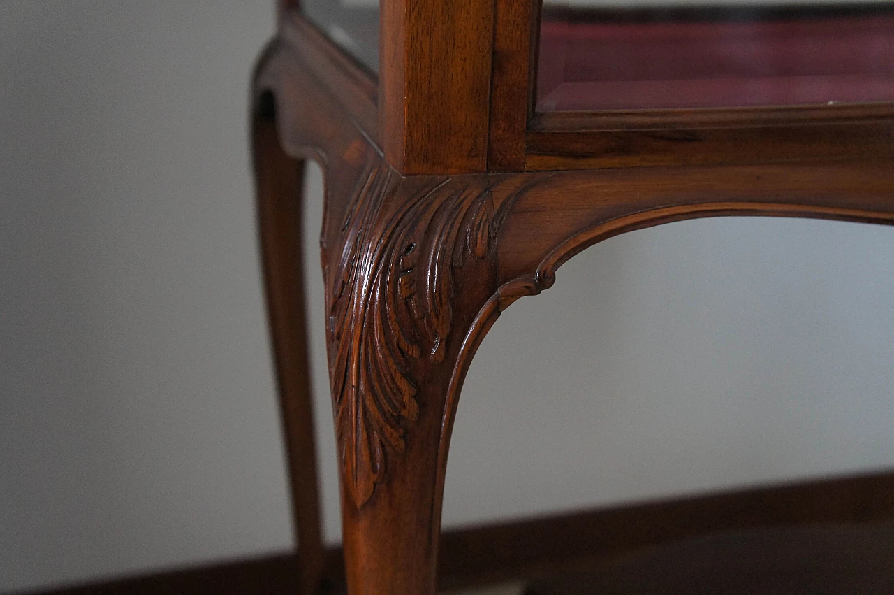 Tavolino Edoardiano in mogano con vetrina, fine '800 3