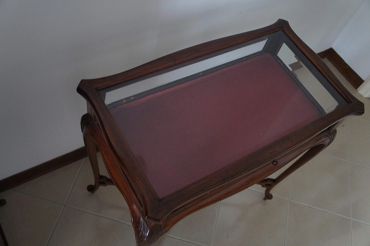 Tavolino Edoardiano in mogano con vetrina, fine '800 6